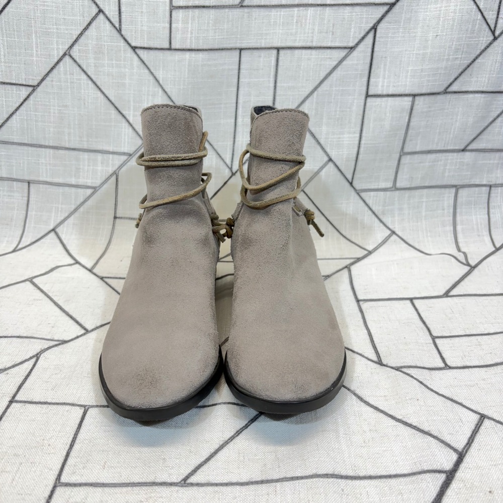 Sorel Lolla Ankle Boots Size 7 Grey Suede Tassel Wrap Quarry NL2682-005